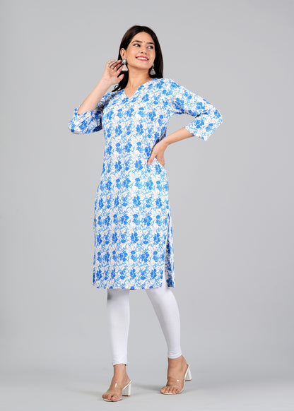 Women's Cotton Straight Printed Kurta For Woman