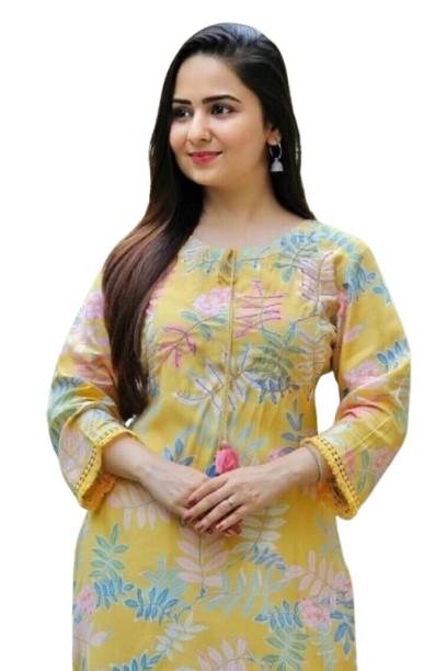 Women's Cotton Rayon Printed Straight Kurta for Woman
