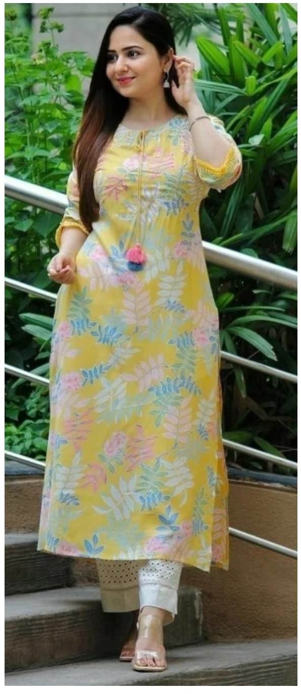 Women's Cotton Rayon Printed Straight Kurta for Woman