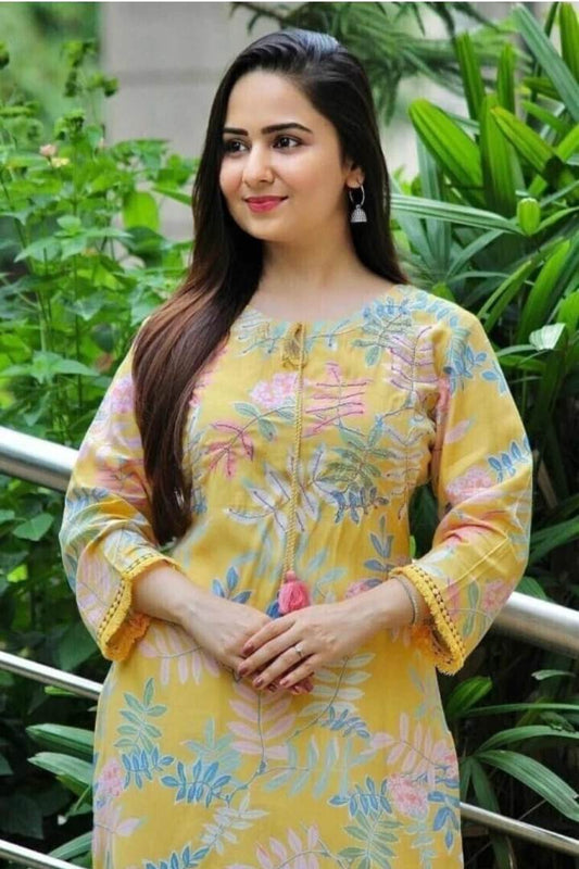 Women's Cotton Rayon Printed Straight Kurta for Woman